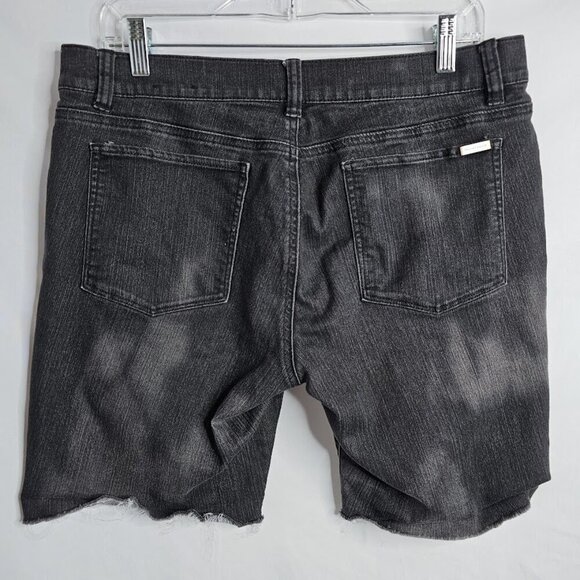WHITE HOUSE BLACK MARKET Jean Shorts Cut Off Distressed BLACK size L Denim Goth - Picture 6 of 7